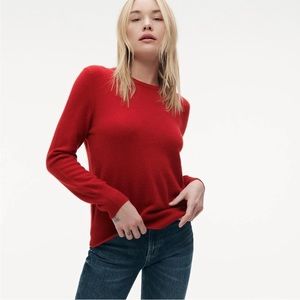 Naadam The Essential Cashmere Sweater Crewneck Ribbed Trim Pullover Red XL euc